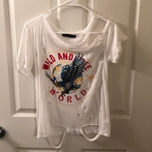 Distressed white t shirt